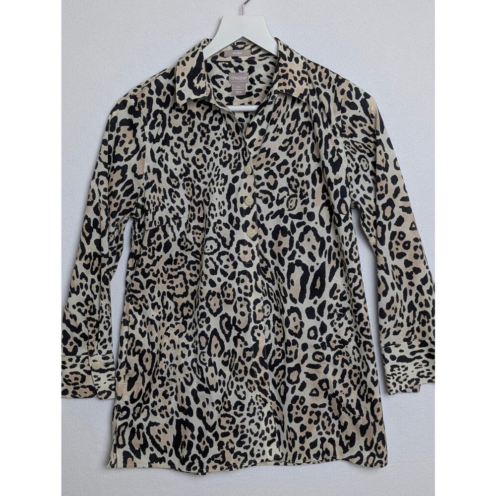 Chico's Leopard Print Button Up 0P (US4/6)